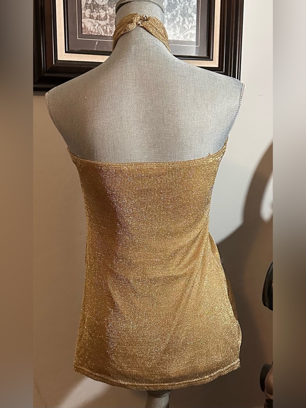 12th Tribe Moonlit Kiss Gold Lurex Halter Top - Picture 7 of 13